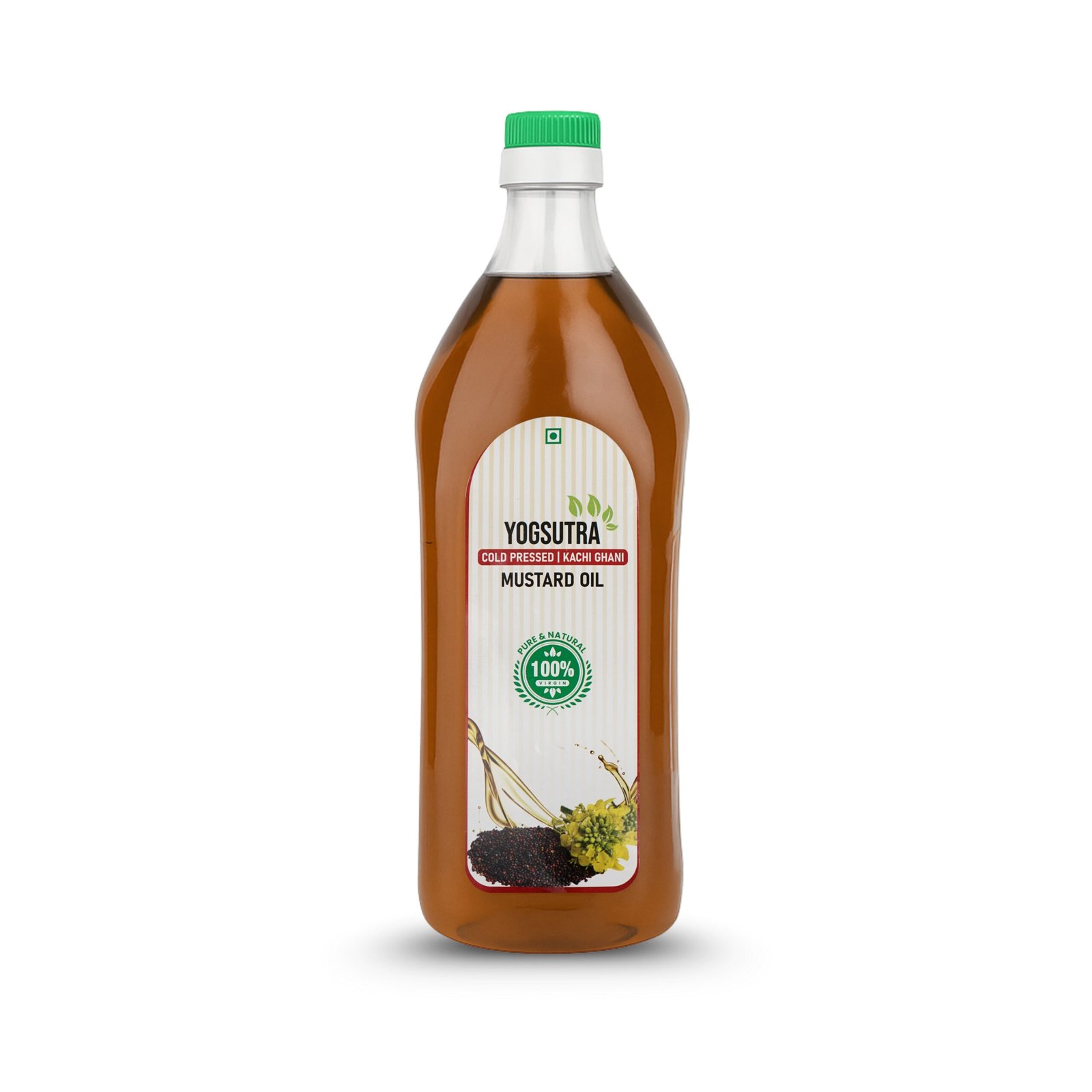 Yogsutra Organic Mustard Oil (Sarson Ka Tel), 1L | 100% Cold-Pressed Kachi Ghani, Unrefined & Chemical-Free | Rich in Omega-3 | For Cooking, Frying & Pickling