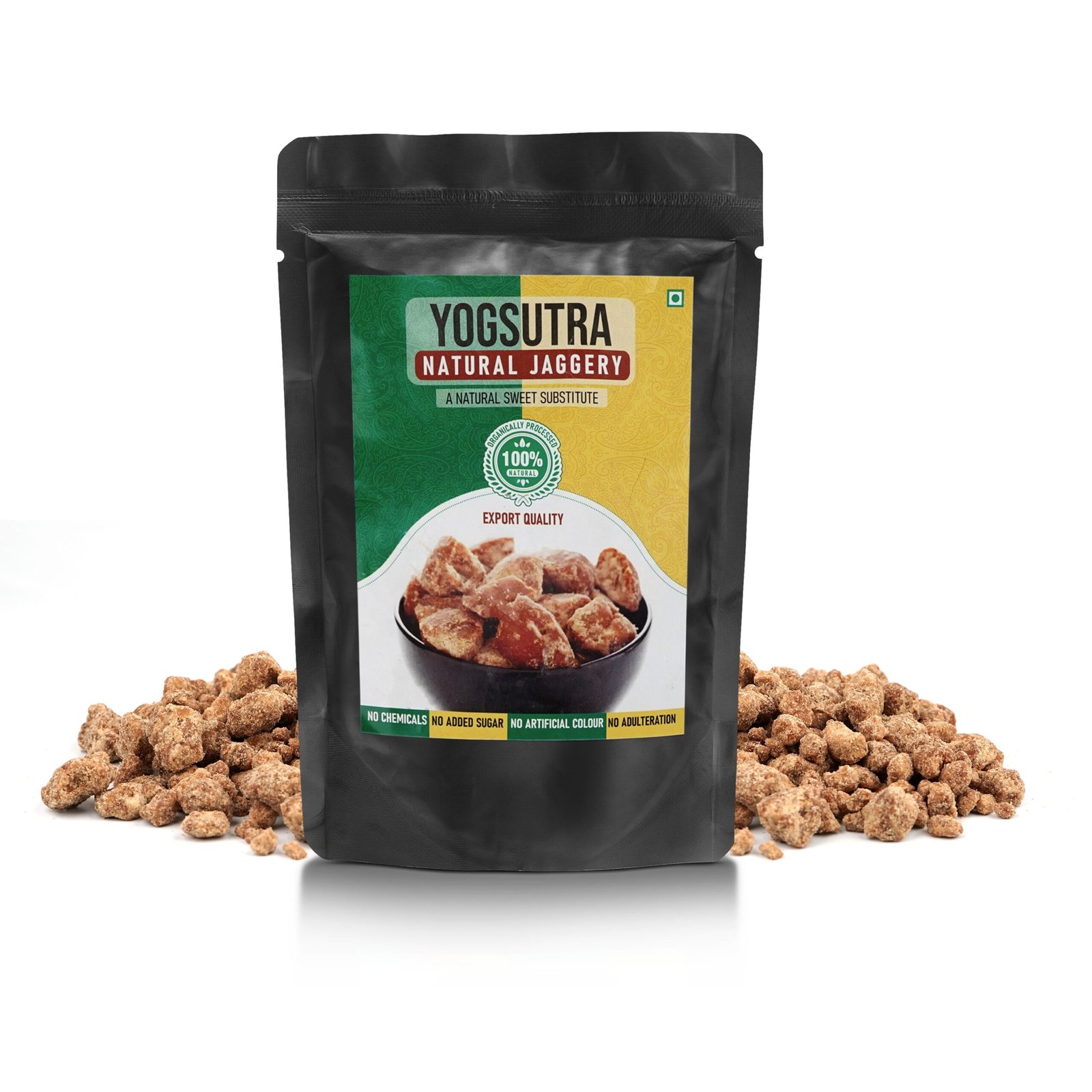 Yogsutra Organic Jaggery Crystals, 500g | 100% Natural, Unrefined & Chemical-Free Sugarcane Gur | Granulated Sugar Substitute | Rich in Iron & Minerals
