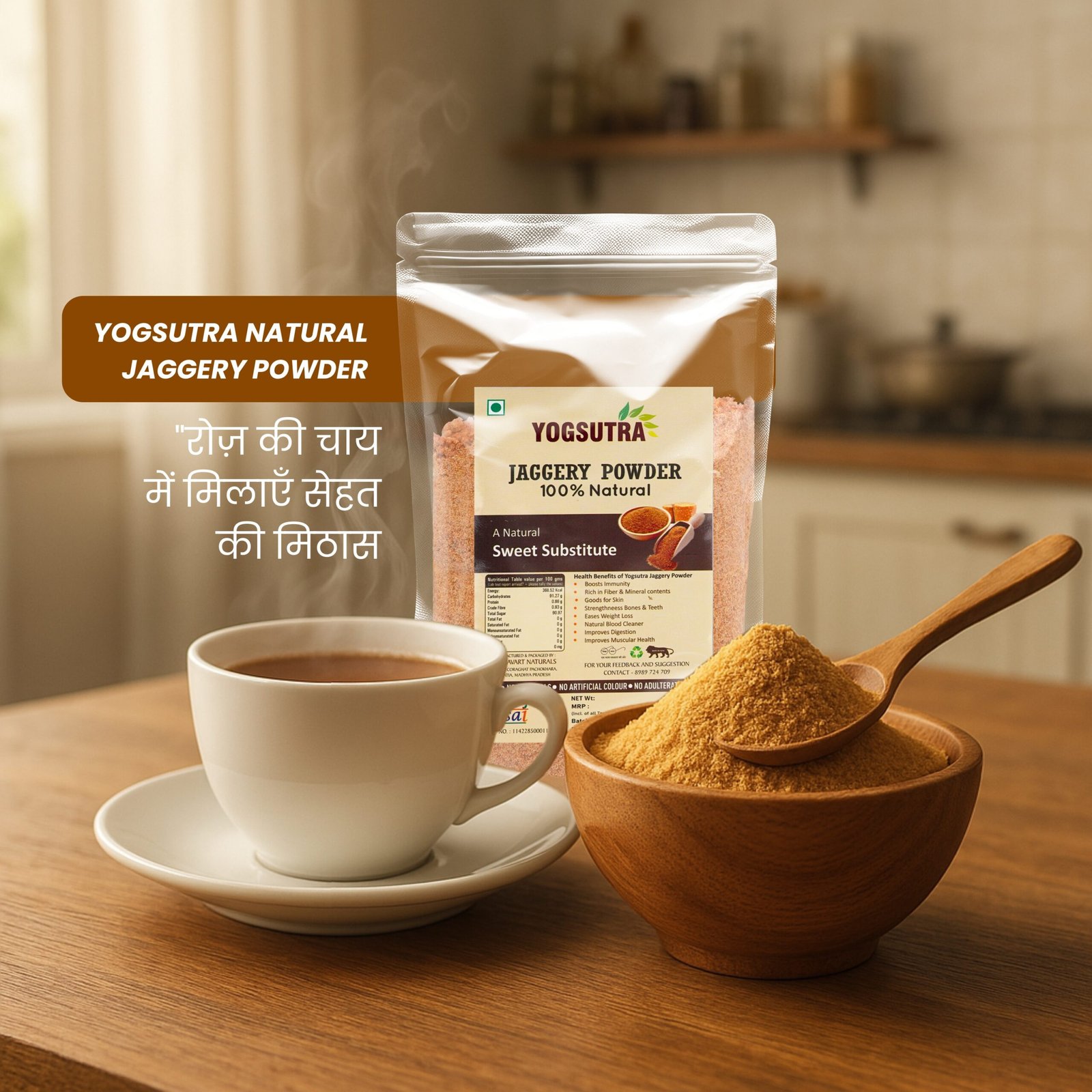 Yogsutra Organic Jaggery Powder, 500g | 100% Natural, Unrefined & Chemical-Free Gur/Gud | Healthy Sugar Substitute | Rich in Iron & Minerals - Image 2