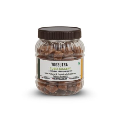 Yogsutra Organic Jaggery Cubes, | Jar | 470g | 100% Natural, Unrefined & Chemical-Free Gur/Gud | Handcrafted Sugarcane Jaggery | Healthy Sugar Substitute