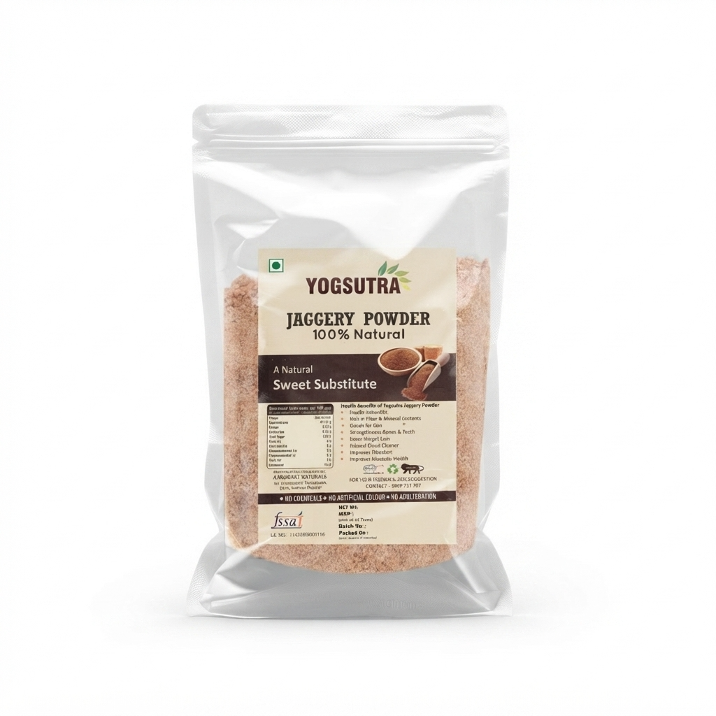 Yogsutra Organic Jaggery Powder, 500g | 100% Natural, Unrefined & Chemical-Free Gur/Gud | Healthy Sugar Substitute | Rich in Iron & Minerals
