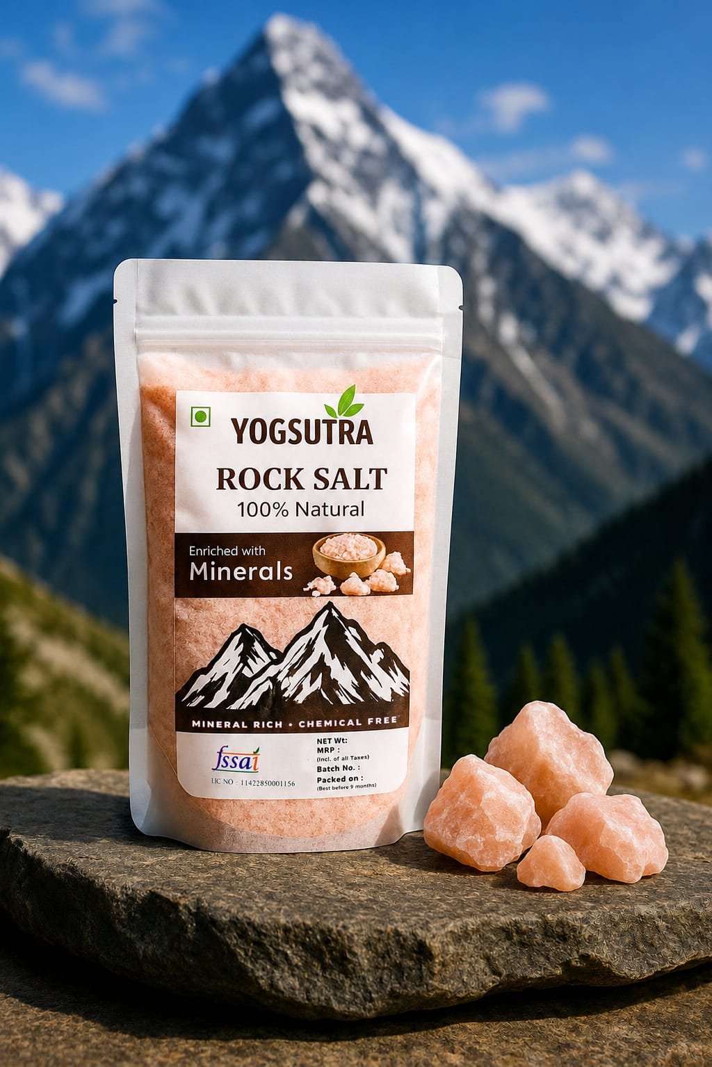 Yogsutra Himalayan Pink Salt, 1kg | 100% Natural & Unrefined Rock Salt (Sendha Namak) | Rich in 84+ Trace Minerals | No Additives, Non-Iodized | For Cooking, Seasoning & Fasting