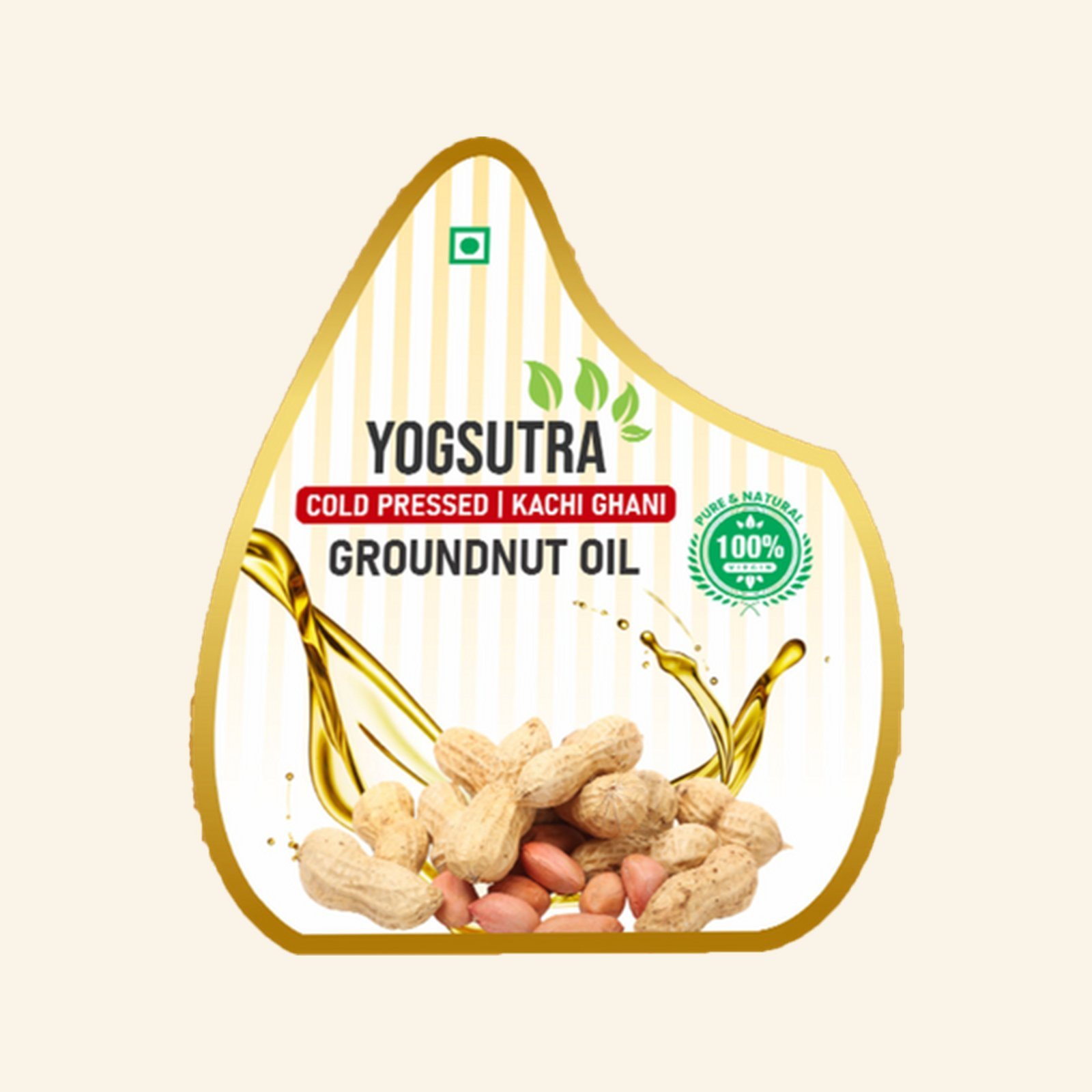 Yogsutra cold-pressed groundnut oil 5L jar, label